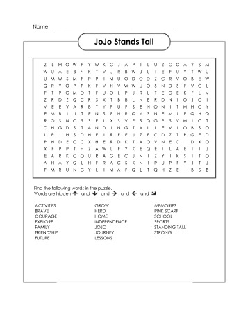 Preview of Easy JoJo Word Search